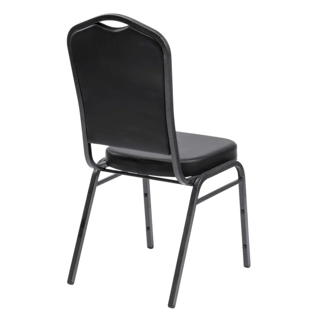 Crown Banqueting Chair Black Vinyl With Silver Black Steel Frame