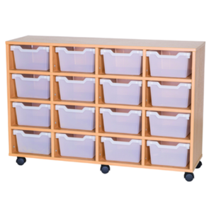 Mobile Quad Bay Cubby Tray Unit - 16 Deep Trays 800mm High Cubby Tray Unit -16 Deep Trays | School Tray Storage | www.ee-supplies.co.uk