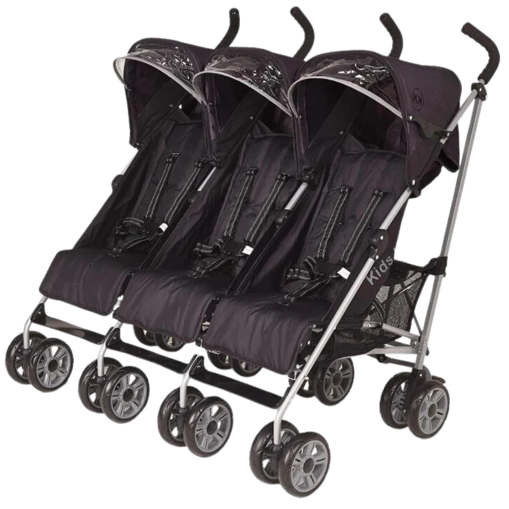 Kids Kargo Triple Stroller Pushchair Black Finish Educational