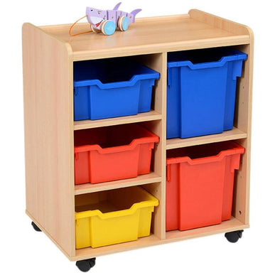 Mobile Safe & Sturdy Tray Unit - 2 Jumbo Coloured 3 Deep Trays - Educational Equipment Supplies