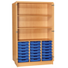 21 Tray Triple Bay Cupboard and Shelves - Full Doors - Educational Equipment Supplies