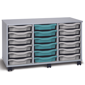 Premium 18 Shallow Tray Unit - Grey - Mobile & Static Grey Premium 18 Tray Storage | Grey White Tray Stores | www.ee-supplies.co.uk