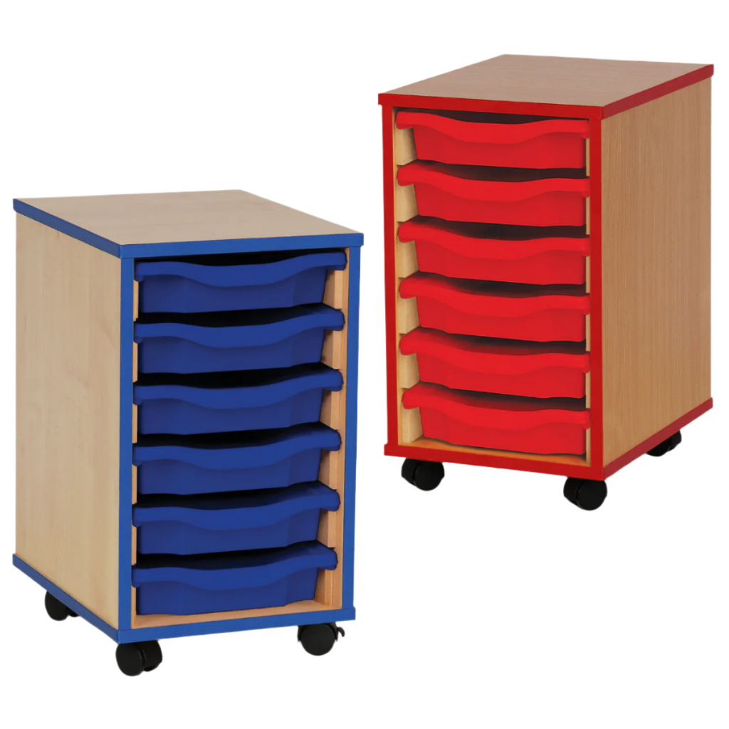 Value Coloured Edge Tray Storage Unit 6 x Trays Educational Equipment