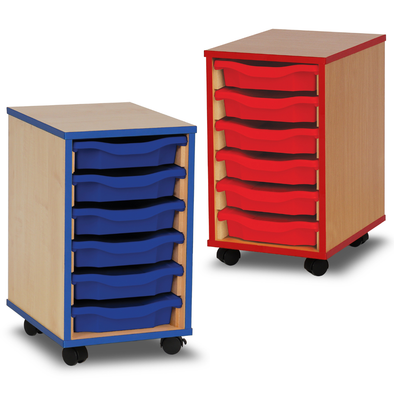 Value Coloured Edge 6 Tray Storage Unit - W36 x D45 x H61cm Coloured Edge Wooden Tray Storage - 6 Tray Unit - W36 x D45 x H61cm | 6 Tray Store | www.ee-supplies.co.uk