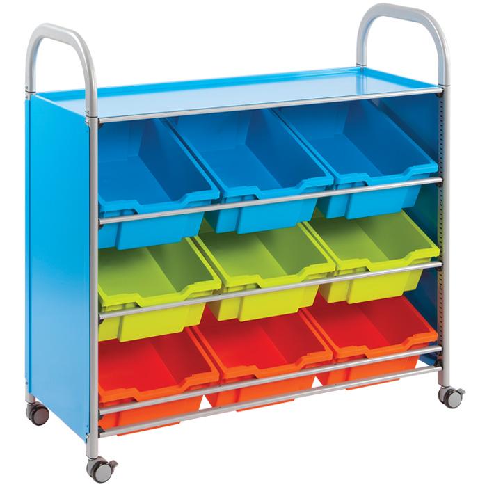 Callero® Gratnells Wide Tilted Tray Trolley