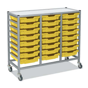Gratnells 24 Shallow Tray Treble Width Trolley - Silver Frame - Educational Equipment Supplies