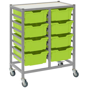 Gratnells 8 Deep Tray Double Width Trolley - Silver Frame - Educational Equipment Supplies