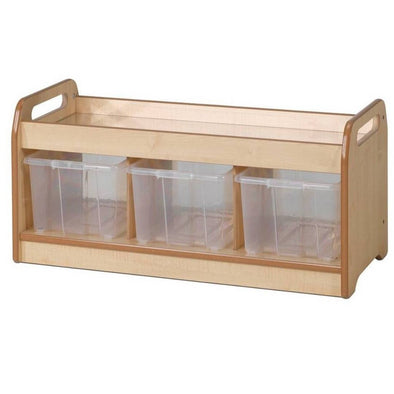 Playscapes Low Level Tray Storage Bench & Mirror Top - 3 x Plastic Trays - Educational Equipment Supplies