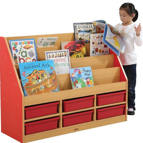 Milan Tiered Bookcase Red – 6 Small Trays - Educational Equipment Supplies