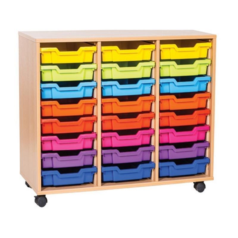 Mobile Tray Storage Unit Budget Triple Column 24 x Trays