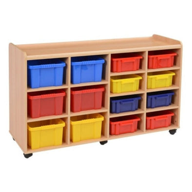 Mobile Safe & Sturdy Tray Unit - 6 Deep & 8 Shallow Colour Trays - Educational Equipment Supplies