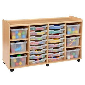Mobile Safe & Sturdy Tray Unit - 6 Deep & 16 Shallow Clear Trays - Educational Equipment Supplies