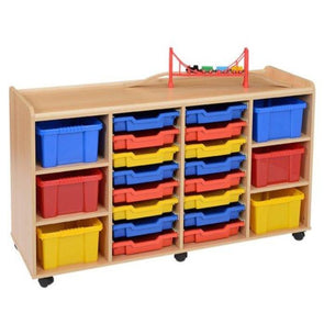 Mobile Safe & Sturdy Tray Unit - 6 Deep & 16 Shallow Coloured Trays - Educational Equipment Supplies