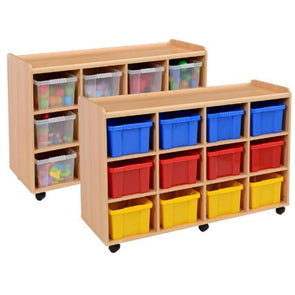 Mobile Safe & Sturdy Tray Unit - 12 Deep Coloured Trays x 2 Units - Educational Equipment Supplies