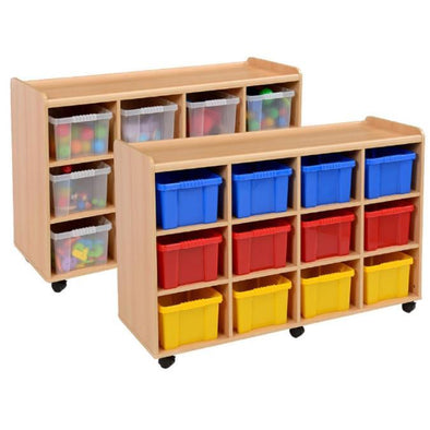 Mobile Safe & Sturdy Tray Unit - 12 Deep Coloured Trays x 2 Units - Educational Equipment Supplies