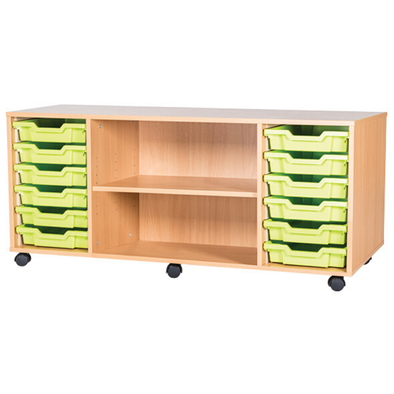 Mobile 12 Tray Quad Unit With Shelving - Educational Equipment Supplies