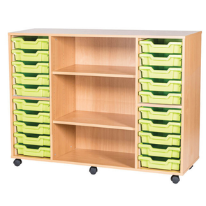 Mobile 20 Tray Quad Unit With Shelving - Educational Equipment Supplies
