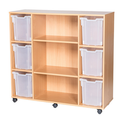 Mobile 6 Jumbo Tray Quad Unit With Shelving - Educational Equipment Supplies