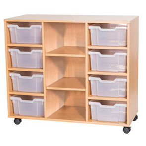 Mobile 8 Deep Tray Triple Unit With Shelving - Educational Equipment Supplies