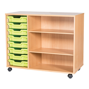 Mobile 8 Tray Triple Unit With Shelving - Educational Equipment Supplies