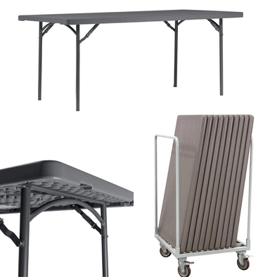 Zown Rectangle Folding Table Bundle - 10 Tables & Up Right Trolley -  6ft x 2ft6 (1830 x 760mm) Zown Rectangle Folding Table Bundle - 20 Tables & Trolley - 4ft x 2ft | Tables | www.ee-supplies.co.uk
