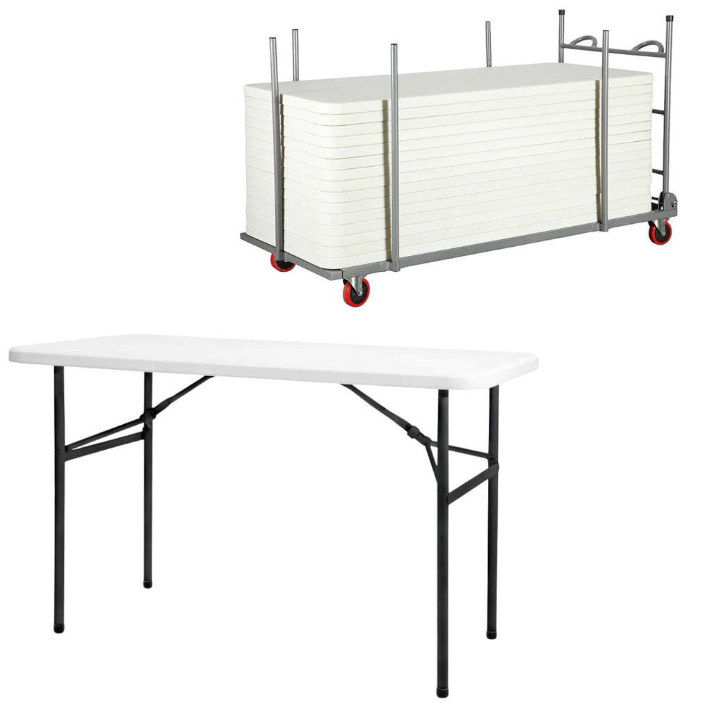 Newstorm 120 Plastic Folding Table - 4ft x 2ft (1220 x 610mm) + Storage ...