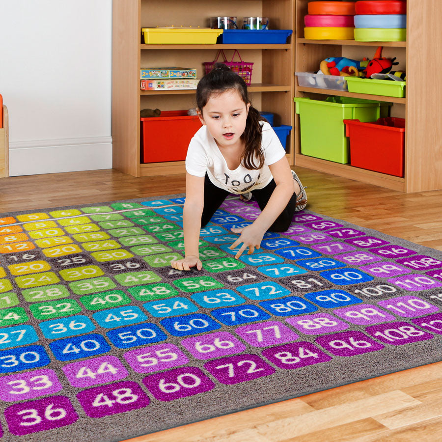 100 Square Multiplication Grid Carpet W2000 x D2000mm | Educational ...