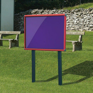 Shield Exterior Showcase / Noticeboard Coloured Framed + Sunken Posts Shield Exterior Showcase / Noticeboard Aluminium Framed + Sunken Posts |  Outdoor Signs | www.ee-supplies.co.uk