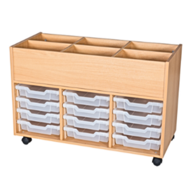 6 Bay 12 Tray Tall Mobile Book Trolley 12 Tray Tall Mobile Book Trolley | School Tray Storage | www.ee-supplies.co.uk