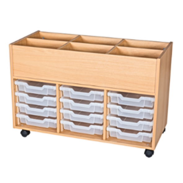 6 Bay 12 Tray Tall Mobile Book Trolley 12 Tray Tall Mobile Book Trolley | School Tray Storage | www.ee-supplies.co.uk