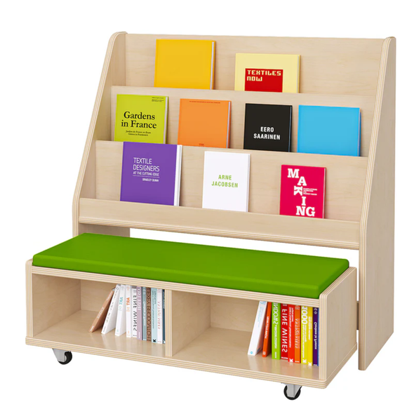 Woodland Book Display Unit With Pull-Out Bench