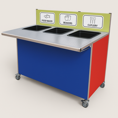 Standard 3 Bin Waste Food Clearing Trolley