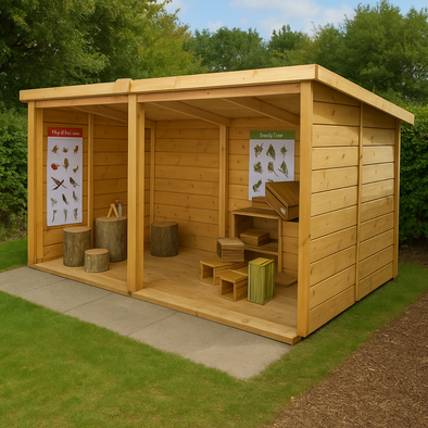 Children’s Outdoor Wooden Sided By Side Play Shelter