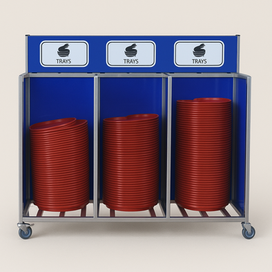 Excel 3 Bay Food Tray Storage Trolley