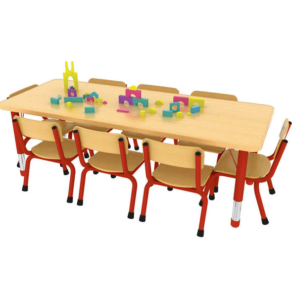 Milan Rectangular Height Adjustable Table - 8 Seater Red