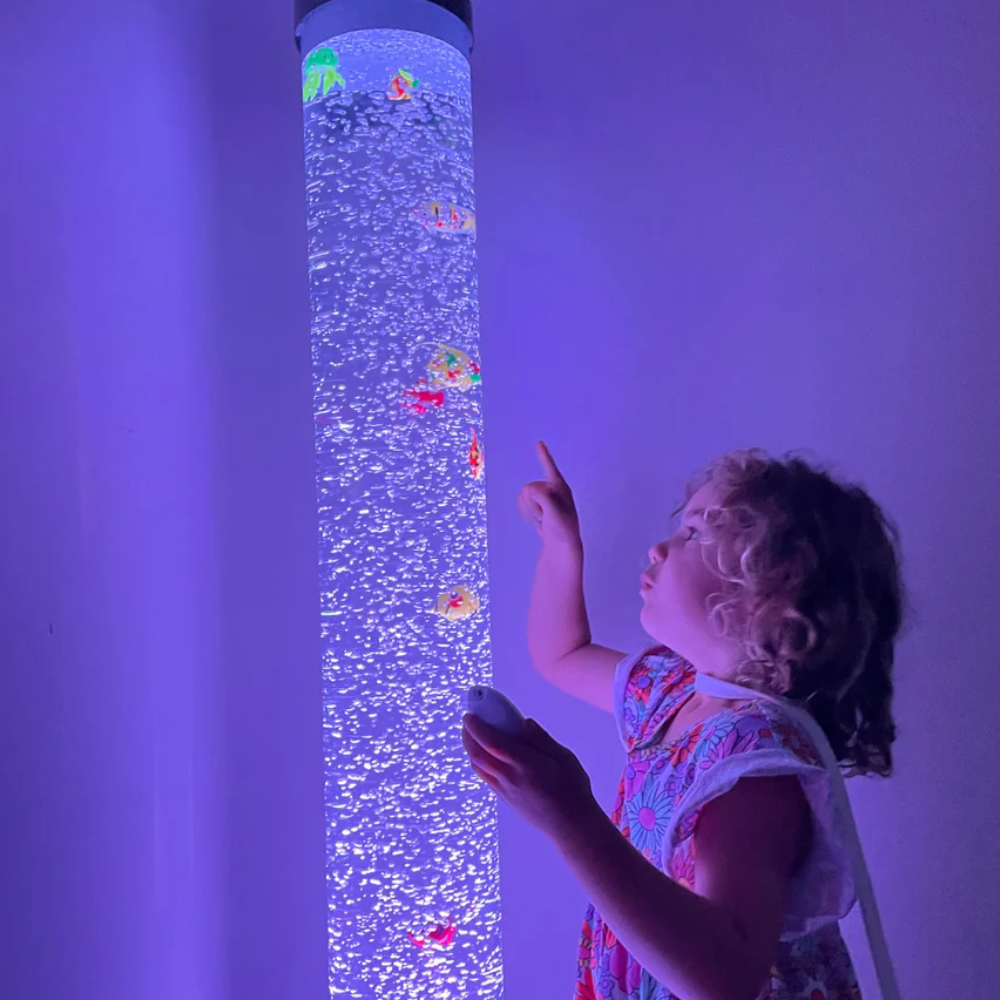 Sensory Led Module Sensory Bubble Tube LED Colour Changing Light H120cm + Floating Fish ...