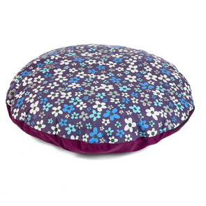 Plum Round Floor Cushion - Flowers