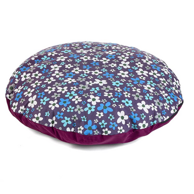 Plum Round Floor Cushion - Flowers