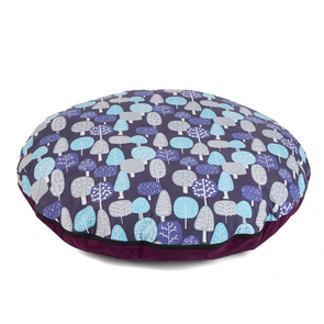 Plum Round Floor Cushion - Trees