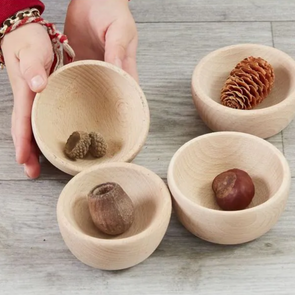Tiny Wooden Bowls - Pack of 4