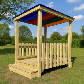Outdoor Wooden Coloured Roof Bridge