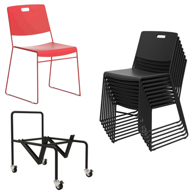 40 x Arc High Density Stacker Chair + Chair Trolley