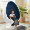 Retro Egg Shape Swivel Chair - Blue