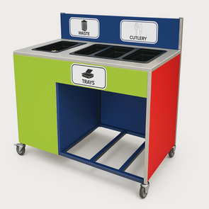 Standard 4 Bay Food Clearing & Cutlery & Tray Storage Trolley