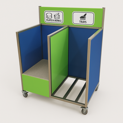 Standard 2 Bay Tray & Plate Storage Trolley