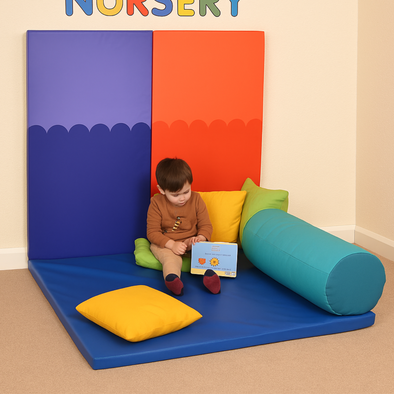 Nursery Soft Wall Pads x 2 - Multi Colour + Floor Mat + Cushions