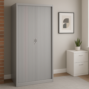 Tambour Open Steel Cupboards - Grey - H1950mm
