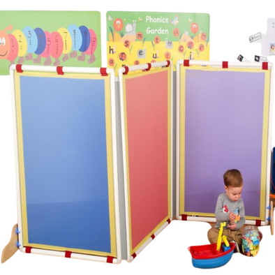 Multi-colour Rectangle Divider Screens Set Of 3 - 860 x 1160mm 3 Rectangular Multi-colour Dividers | Room Dividers | www.ee-supplies.co.uk