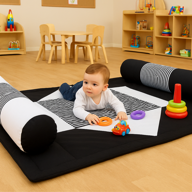 Black & White Soft Play Mat & Bolsters