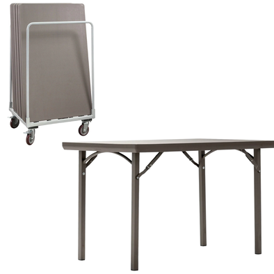 Premium  Rectangular Folding Small Table L1220 x W760 x 10 + Trolley Bundle